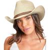imageFURTALK Cowboy Sun Hats for Women Men Western Cowgirl Hats with Wind Lanyard UPF 80 Beach HatBeige