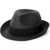 imageFURTALK Fedora Straw Sun Hat for Men Women Foldable Roll Up Short Brim Trilby Hat Panama Beach Hat UPF 80Black