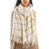 imageFURTALK Plaid Winter Scarf for Women Soft Cashmere Feel Shawls Wraps Warm Womens Large Chunky ScarvesBeige