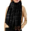 imageFURTALK Plaid Winter Scarf for Women Soft Cashmere Feel Shawls Wraps Warm Womens Large Chunky ScarvesBlack