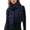 imageFURTALK Plaid Winter Scarf for Women Soft Cashmere Feel Shawls Wraps Warm Womens Large Chunky ScarvesNavy