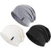 imageFURTALK Slouchy Beanie for Men Women Breathable Cotton Summer Beanie Unisex Running Sleeping Skull Caps Chemo HeadwearBlacklight Greywhite