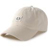 imageFURTALK Smile Face Baseball Cap for Women Men Adjustable Unstructured Washed Low Profile Baseball HatBeige