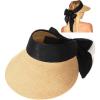 imageFURTALK Straw Sun Visor Hats for Women Summer Beach Sun Hat Packable UPF 80 Sun Protection Travel Hat with Big Tie