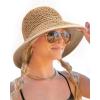 imageFURTALK Summer Straw Beach Sun Hats for Women UPF 50 Floppy Wide Brim Travel Bucket Hat Foldable PackableKhaki