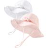 imageFURTALK Sun Hat for Baby Girls Toddler Summer Beach Hats with Wide Brim Cotton Sun Protection Travel EssentialsWhitepink