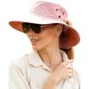imageFURTALK Sun Hats for Women Ponytail UPF 50 Beach Summer Hat Wide Brim Packable Cowboy HatPink
