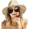 imageFURTALK Sun Hats for Women Summer Wide Brim UV UPF 80 Panama Fedora Foldable Packable Straw Beach HatNew Beige