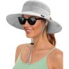imageFURTALK Sun Hats for Women with Ponytail Hole Beach Hiking Summer Wide Brim Outdoor UV Protection Packable Bucket Safari HatGrey