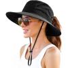 imageFURTALK Sun Hats for Women with Ponytail Hole Wide Brim Beach Bucket Hat UPF 50 Fishing Hiking Outdoor HatsBlack