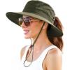 imageFURTALK Sun Hats for Women with Ponytail Hole Wide Brim Beach Bucket Hat UPF 50 Fishing Hiking Outdoor HatsGreen