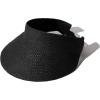imageFURTALK Sun Visor Hats for Women Wide Brim Straw Visors Womens Foldable Beach Visors Summer Packable Ponytail Beach HatBlack