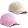 imageFURTALK Toddler Baseball Hat Kids Boys Girls Adjustable Washed Cotton Baseball Cap with PonytailBeigepink