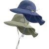 imageFURTALK Toddler Kids Sun Hat UPF 50 Sun Protective Bucket Hat for Baby Summer Beach HatsGreennavy