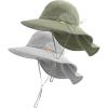imageFURTALK Toddler Kids Sun Hat UPF 50 Sun Protective Bucket Hat for Baby Summer Beach HatsGreygreen