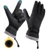 imageFURTALK Winter Gloves for Men Women Adjustable Wrist Windproof Waterproof Cold Weather Full Touchscreen Ski Snow Fleece LinedBlack