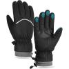 imageFURTALK Winter Gloves for Men Women Windproof Waterproof Cold Weather Full Touchscreen Warm Ski Snow Fleece LinedBlack