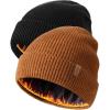 imageFURTALK Winter Hats for Men Women Fleece Lined Beanie Warm Knitted Outdoor Skull Cap 2 pcsBlackbrown