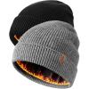 imageFURTALK Winter Hats for Men Women Fleece Lined Beanie Warm Knitted Outdoor Skull Cap 2 pcsBlackgrey