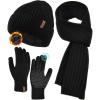 imageFURTALK Winter Warm Knit Beanie Hat Long Scarf Touchscreen Gloves Set Fleece Lined Skull Cap for Men WomenBlack