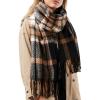 imageFURTALK Winter Warm Scarf for Women Cashmere Feel Shawl Wraps Tassel Plaid Oversized ScarvesBlackbrown