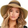 imageFURTALK Womens Beach Sun Straw Hat UV UPF 80 Travel Foldable Brim Summer UV HatKhakideep Coffee