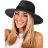 imageFURTALK Womens Mens Wide Brim Straw Panama Hat Fedora Summer Beach Sun Hats UPF Straw Hat for WomenBlack