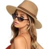imageFURTALK Womens Mens Wide Brim Straw Panama Hat Fedora Summer Beach Sun Hats UPF Straw Hat for WomenKhakiBrown