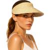 imageFURTALK Womens Straw Sun Visor Hats Wide Brim UV Protection Summer Beach Hat Roll Up Ponytail Travel Sun HatKhaki