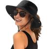 imageFURTALK Womens Sun Hat with Ponytail Hole Beach Hiking Summer Wide Brim UPF 80 Outdoor Protection Foldable Bucket HatBlack