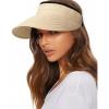 imageFURTALK Womens Sun Visor Hat Straw Sun Visors for Women Summer Packable Ponytail Beach Hats for Women Travel UPF 80A Beige