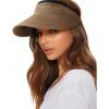 imageFURTALK Womens Sun Visor Hat Straw Sun Visors for Women Summer Packable Ponytail Beach Hats for Women Travel UPF 80Brown