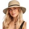 imageFURTALK Womens Wide Brim Sun Hat with Wind Lanyard UPF Summer Straw Sun Hats for WomenAbmixed Beige