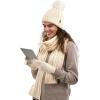 imageFURTALK Womens Winter Hat Gloves Scarf Set Fleece Knit Pom Beanie Warm Neck Warmer Touchscreen Gloves 3 in 1 Gift SetBeige