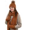 imageFURTALK Womens Winter Hat Gloves Scarf Set Fleece Knit Pom Beanie Warm Neck Warmer Touchscreen Gloves 3 in 1 Gift SetCaramel