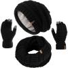 imageFURTALK Womens Winter Hat Gloves Scarf Set Gift Slouchy Beanie Touchscreen Gloves for WomenBlack