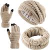 imageFURTALK Womens Winter Hat Gloves Scarf Set Gift Slouchy Beanie Touchscreen Gloves for WomenSmoke Grey
