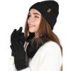 imageFURTALK Womens Winter Hat Scarf Gloves Set Knitted Thick Beanie Touchscreen Gloves Neck Warmer for Men WomenBlack