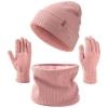 imageFURTALK Womens Winter Hat Scarf Gloves Set Knitted Thick Beanie Touchscreen Gloves Neck Warmer for Men WomenPink