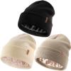 imageFURTALK Womens Winter Warm Satin Lined Beanie Hats Silk Lining Unisex Knit Slouchy CapsBlackbeigelight Khaki