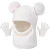 imageToddler Winter Hat Gloves Set Baby Girls Boys Winter Beanie Hats Fleece Lined Kids Earflaps Face Warmer Scarf SetWhite