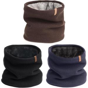 imageFURTALK 3 Pack Winter Scarf for Men Neck Gaiter Women Face Cover Neck Warmer Cold Weather Thick Warm ScarvesNavyblackcoffee