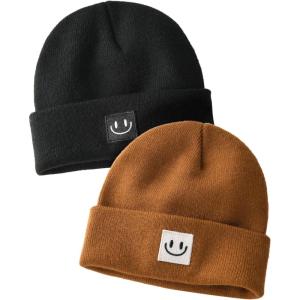 imageFURTALK Baby Beanie Cute Toddler Winter Hat Knit Boys Girls Warm 2 Pack Kids Embroidered Beanies Cap for 08 YearsCamelblack