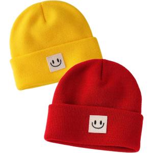 imageFURTALK Baby Beanie Cute Toddler Winter Hat Knit Boys Girls Warm 2 Pack Kids Embroidered Beanies Cap for 08 YearsRedyellow