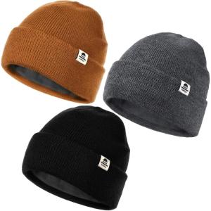 imageFURTALK Baby Beanie Fleece Lined Toddler Winter Hat Boys Girls Knit Warm Beanies Kids Ski Hats for 08 Years3pcs Blackdark Greycaramel