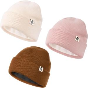 imageFURTALK Baby Beanie Fleece Lined Toddler Winter Hat Boys Girls Knit Warm Beanies Kids Ski Hats for 08 YearsBeigepinkcaramel