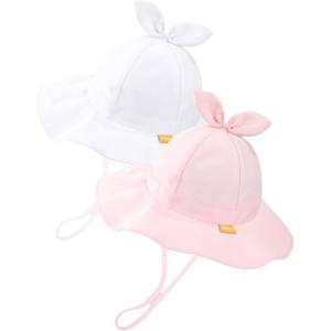 imageFURTALK Baby Girl Sun Hat UPF 80 Wide Brim Toddler Beach Hats Sun ProtectionBeigepink