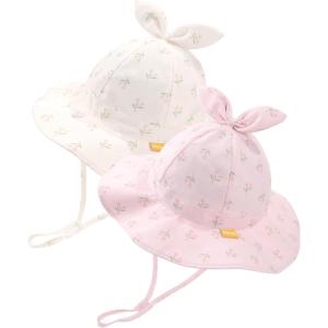 imageFURTALK Baby Girl Sun Hat UPF 80 Wide Brim Toddler Beach Hats Sun ProtectionTulip Beigetulip Pink