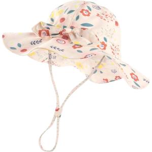 imageFURTALK Baby Girl Wide Brim Sun Hat with UPF 50 Toddler Baby Sun ProtectionBeige Flower