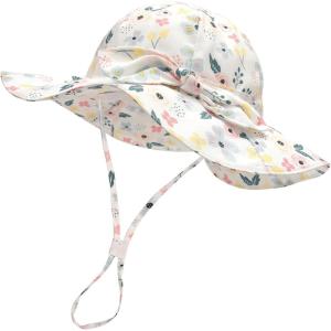 imageFURTALK Baby Girl Wide Brim Sun Hat with UPF 50 Toddler Baby Sun ProtectionWhite Flower